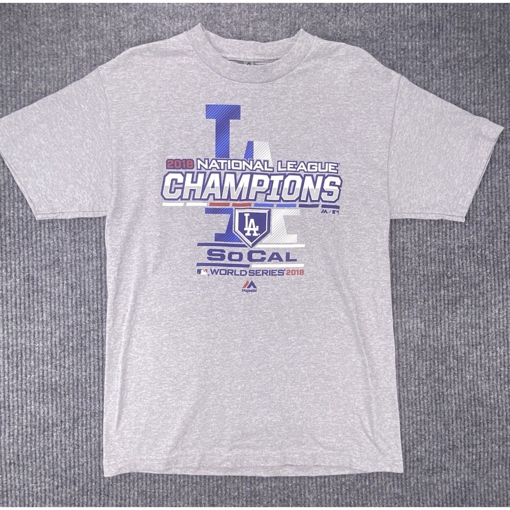 Alstyle LA Dodgers T-Shirt Mens Medium Gray 2018 NL Champions Graphic Tee